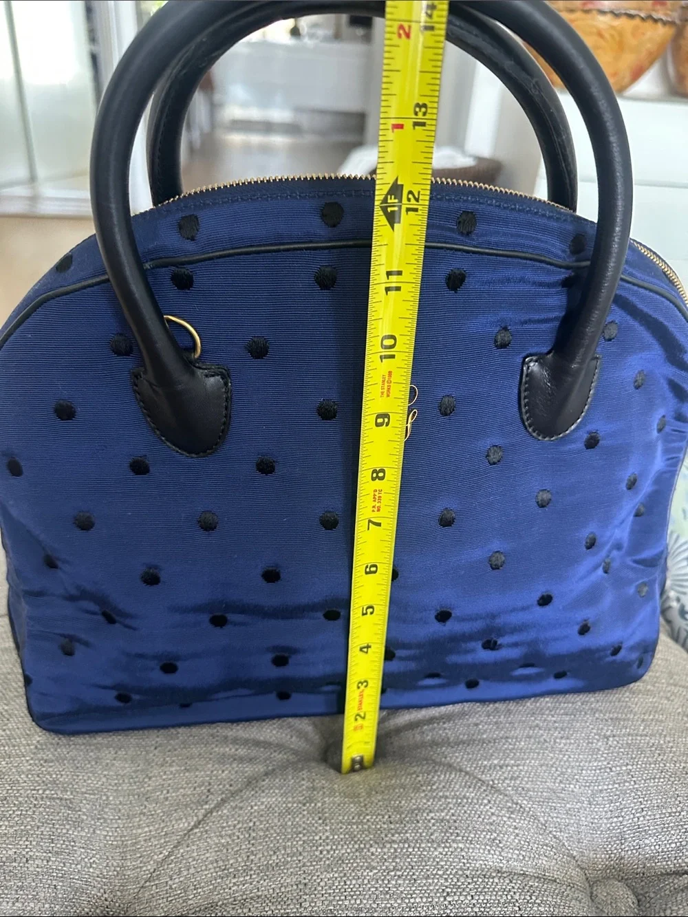 GUERLAIN Navy Blue Polka Dot Dome Cosmetic Bag